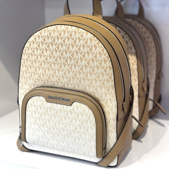 Michael Kors Jaycee Medium Ombré Signature Logo Backpack Husk - Picture 1 of 9